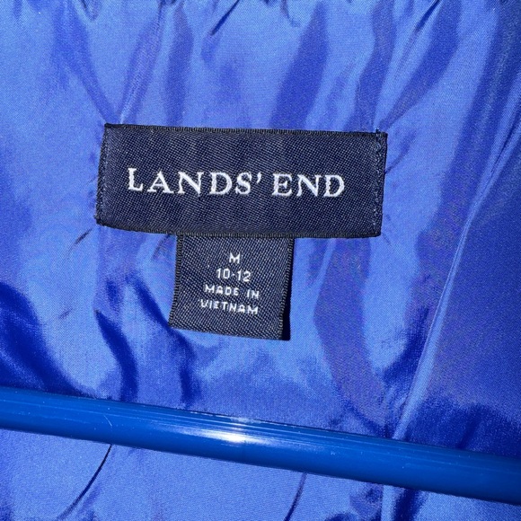 Lands' End Women's Black Puffer Jacket with Blue Hood - Picture 2 of 4